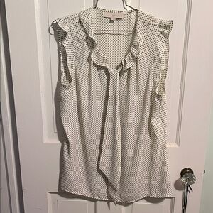 LOFT Cream and Black Polka Dot Blouse